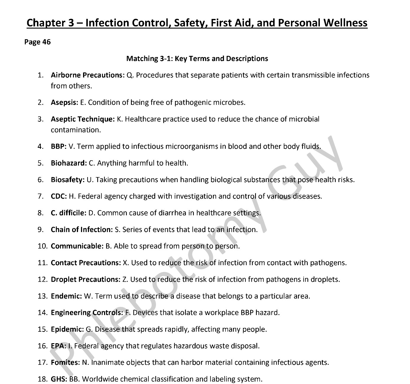 Chapter 3 phlebotomy essentials 8th edition workbook answer key preview -- infection control, safety, and PPE
