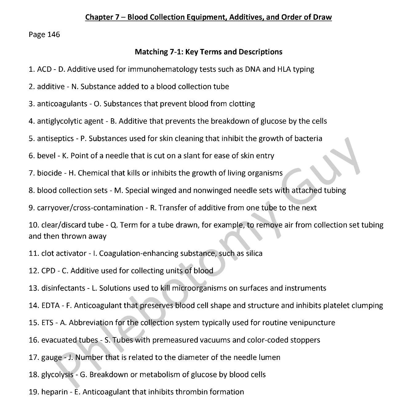 Chapter 7 phlebotomy essentials 8th edition workbook answer key preview -- blood collection equipment and order of draw